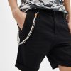 Plus Size Black Leaf Print Tie Waist Shorts